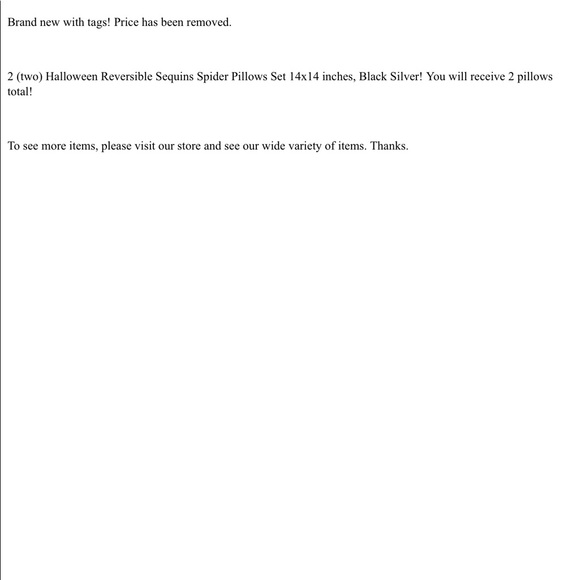 NWT! (2) Spider Reversible Sequined Halloween Pillows black silver, Spooky Cool! - Picture 9 of 9